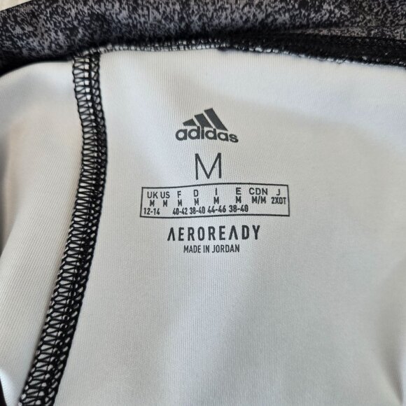 Adidas Leggings Size Medium Gray Black Stretchy Athletic Workout Pull On Pants - Picture 8 of 10